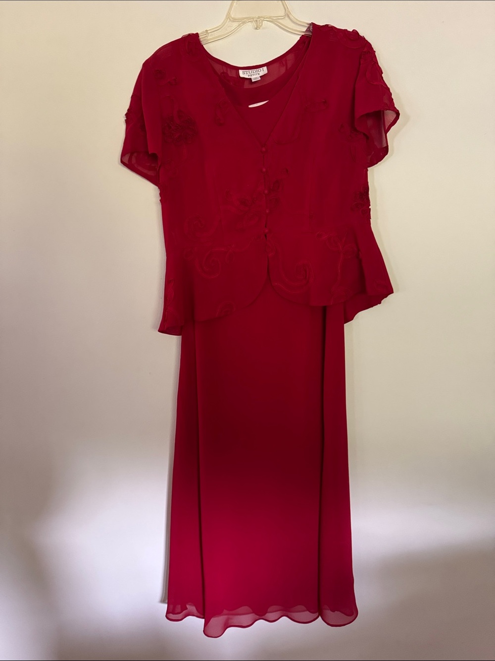 Vintage Studio I Petite Evenings Red Embroidered Two-Piece Maxi Dress